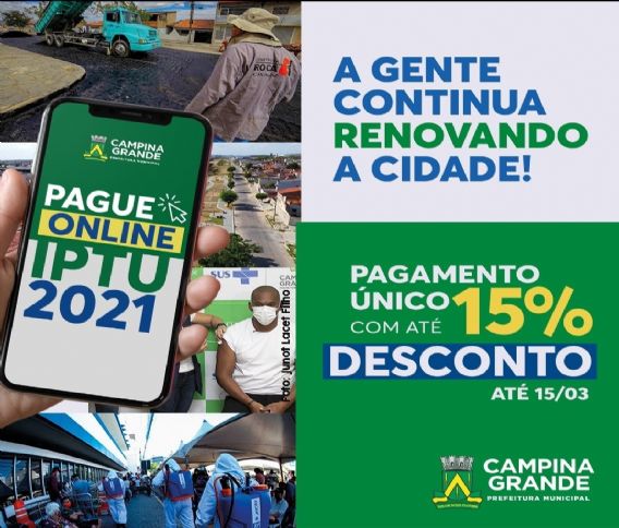 Prefeitura de Campina Grande amplia prazo para pagamento em cota única do IPTU